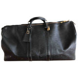 Louis Vuitton keepall black leather travel bag