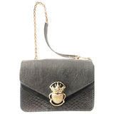 Claris Virot black python handbag