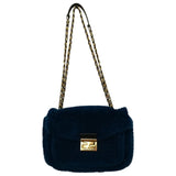 Fendi bebaguette blue shearling handbag