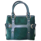 Salvatore Ferragamo green suede handbag