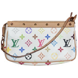 Louis Vuitton pochette accessoire white cloth clutch bag