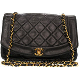 Chanel diana black leather handbag