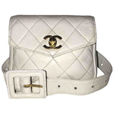 Chanel white leather handbag