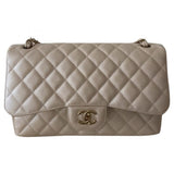 Chanel timeless/classique beige leather handbag