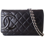 Chanel wallet on chain black leather handbag