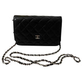 Chanel wallet on chain black leather handbag