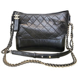 Chanel gabrielle black leather handbag