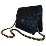 Chanel wallet on chain black silk handbag