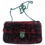 Prada burgundy velvet handbag