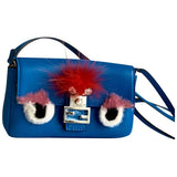 Fendi baguette blue leather handbag