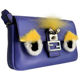 Fendi baguette purple leather handbag