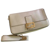 Fendi baguette white leather handbag