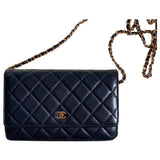 Chanel wallet on chain black leather handbag