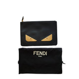 Fendi black leather clutch bag