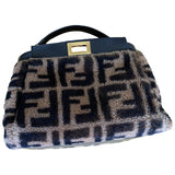 Fendi peekaboo mini pocket camel shearling handbag