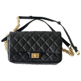 Chanel 2.55 black leather clutch bag