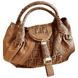 Fendi spy brown cloth handbag