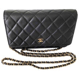 Chanel wallet on chain black leather handbag