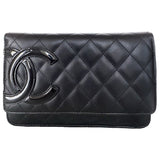 Chanel wallet on chain black leather handbag