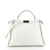 Fendi peekaboo white exotic leathers handbag