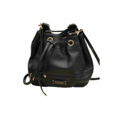 Burberry the bucket black leather handbag