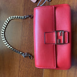 Fendi baguette red leather handbag