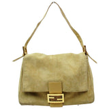 Fendi mamma baguette  beige suede handbag