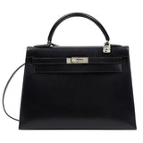 Hermès kelly 32 black leather handbag