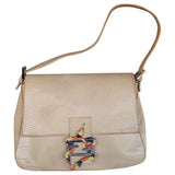 Fendi mamma baguette  beige lizard handbag