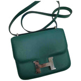 Hermès constance green leather handbag