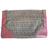 Fendi brown cloth clutch bag