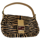 Fendi baguette brown pony-style calfskin handbag