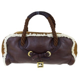 Fendi ff brown leather handbag