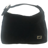 Fendi baguette black velvet handbag