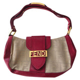 Fendi baguette burgundy leather handbag