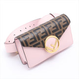 Fendi kan i logo pink leather clutch bag