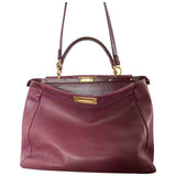 Fendi peekaboo burgundy leather handbag