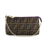 Fendi brown cloth clutch bag