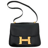 Hermès constance black leather handbag