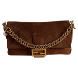 Fendi baguette brown suede handbag