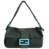 Fendi baguette grey cotton handbag