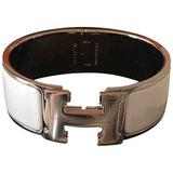 Hermès clic h white metal bracelets