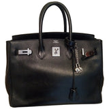 Hermès birkin 35 black leather handbag