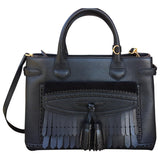 Burberry the banner  black leather handbag