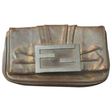 Fendi silver leather clutch bag