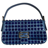 Fendi baguette blue python handbag