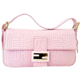 Fendi baguette pink leather clutch bag