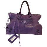 Balenciaga weekender purple leather handbag