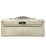 Hermès kelly cut clutch grey alligator clutch bag