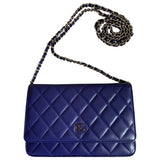 Chanel wallet on chain purple leather handbag